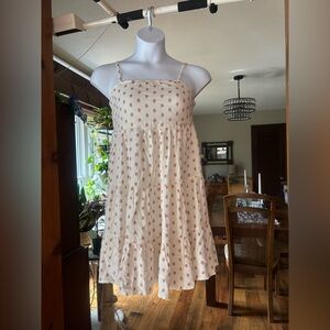 Sim & Sam Women’s White and PinkPolka Dot Spaghetti Strap Dress Size Medium